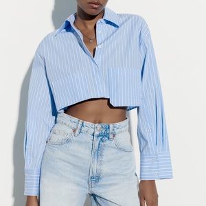 ZARA Crop Poplin Shirt